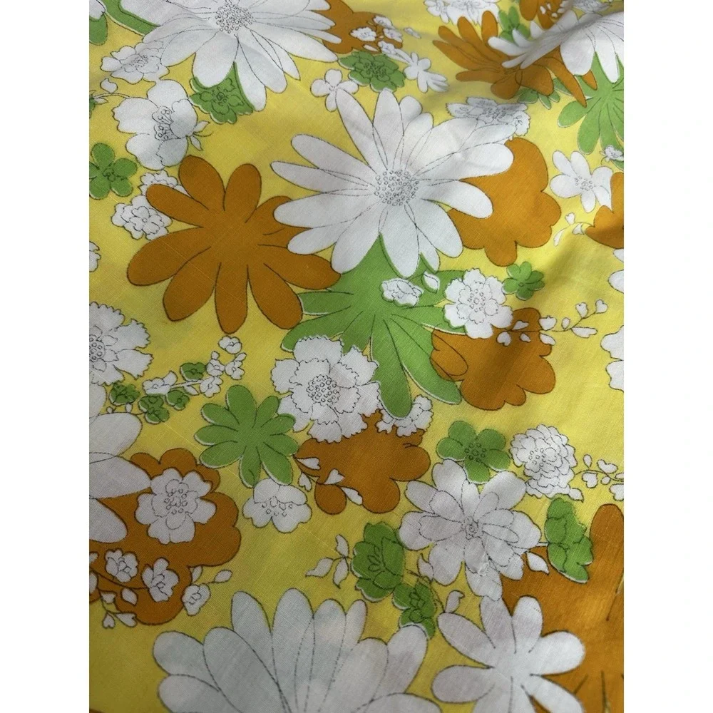 Vintage Cannon Monticello Full Size Flat And Fitted Flower Retro Orange Yellow
